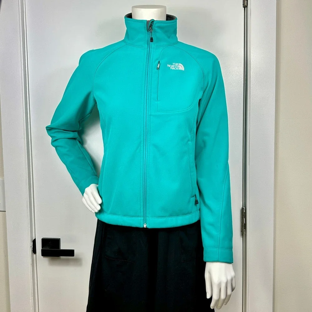 The North Face Softshell Zip Up Jacket XS Teal Green Blue Sporty Casual Layering